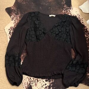 Promesa Black Lace Detail Blouse